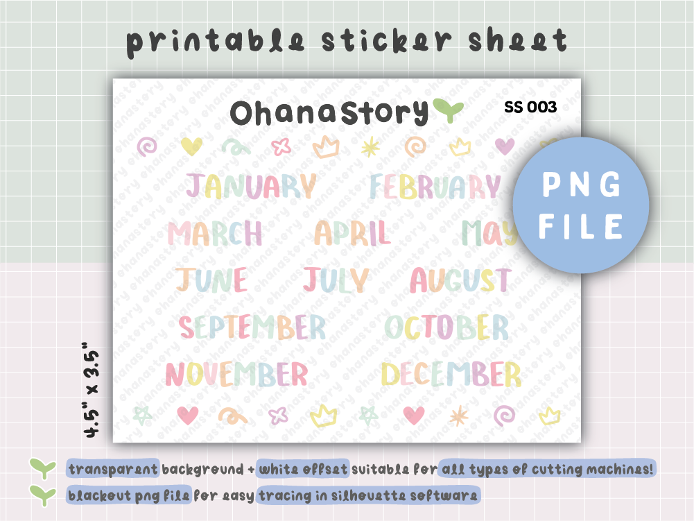 SS003 | January to December Printable Scripts