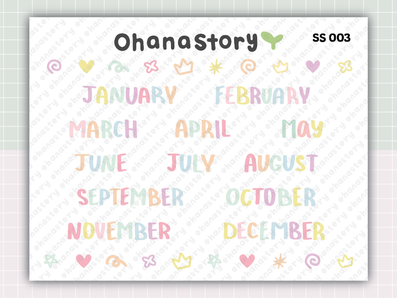 SS003 | January to December Printable Scripts