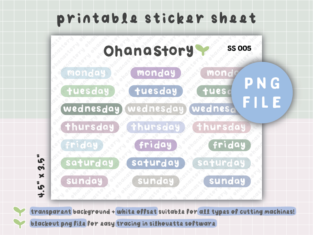 SS005 | Monday to Sunday Printable Scripts