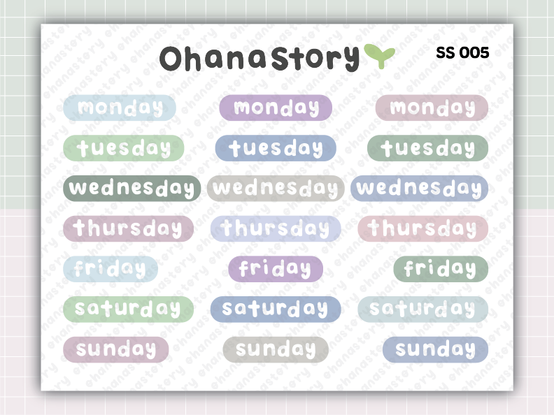 SS005 | Monday to Sunday Printable Scripts