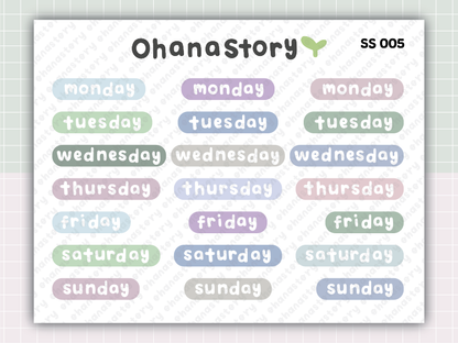 SS005 | Monday to Sunday Printable Scripts