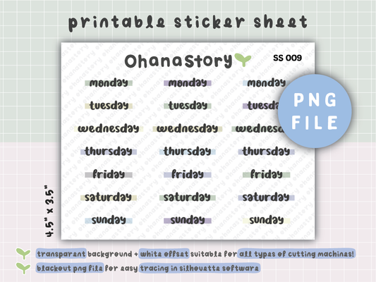 SS009 | Monday to Sunday Printable Scripts