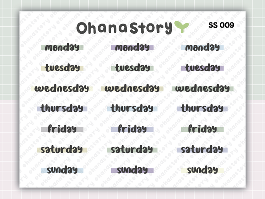 SS009 | Monday to Sunday Printable Scripts