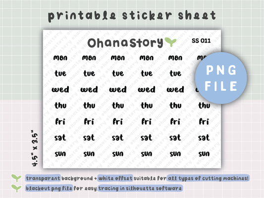SS011 | Monday to Sunday Printable Scripts