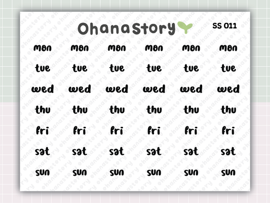 SS011 | Monday to Sunday Printable Scripts