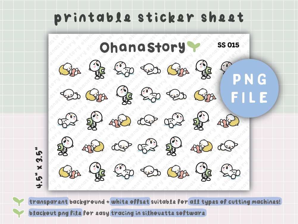 SS015 | Snomi Tired Printable Icon Stickers