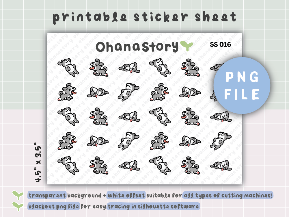 SS016 | Dog Tired Printable Icon Stickers