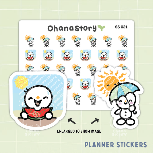SS021 | Hot Sunny Day Icon Stickers Sheet