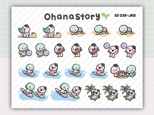SS038 | Buji at the Beach with Turtle Small Deco Printable Stickers