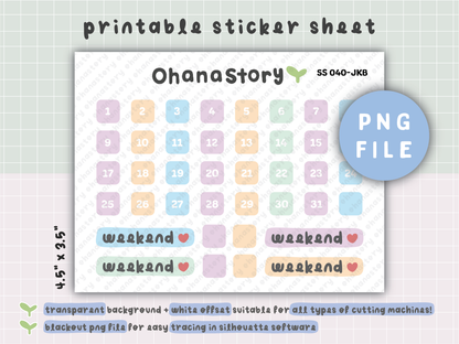 SS040 | Buji at the Beach with Turtle Date Dots Printable Stickers