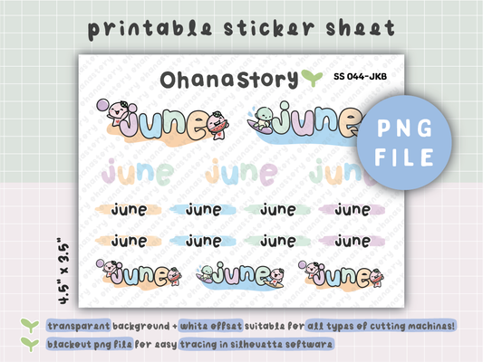SS044 | Buji at the Beach with Turtle June Script Deco Printable Stickers