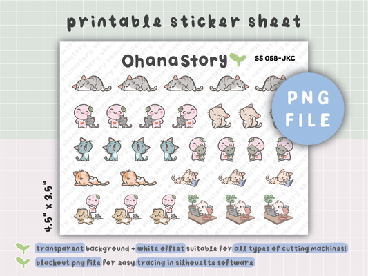 SS058 | Buji and Cats Small Deco Printable Stickers