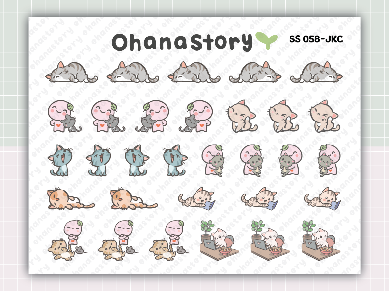 SS058 | Buji and Cats Small Deco Printable Stickers