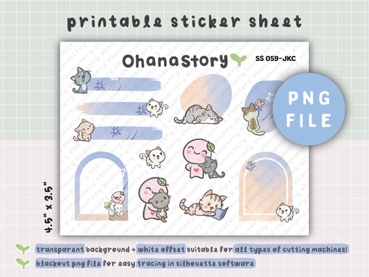 SS059 | Buji and Cats Assorted Shapes Printable Stickers