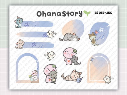SS059 | Buji and Cats Assorted Shapes Printable Stickers