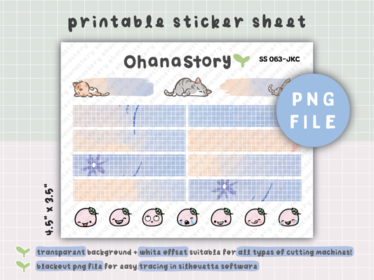 SS063 | Buji and Cats Colour Strips & Emoji Printable Stickers