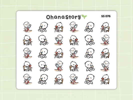 SS076 | Snomi Enjoying Coffee Icon Stickers Sheet