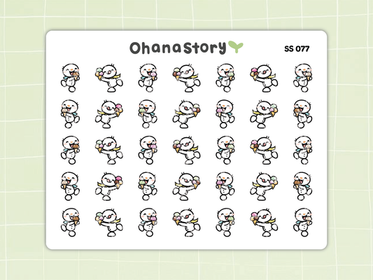 SS077 | Snomi Enjoying Ice Cream Icon Stickers Sheet