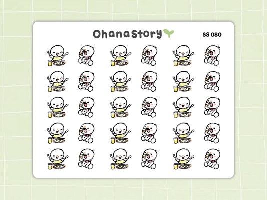 SS080 | Snomi Eating Eggs Protein Icon Stickers Sheet