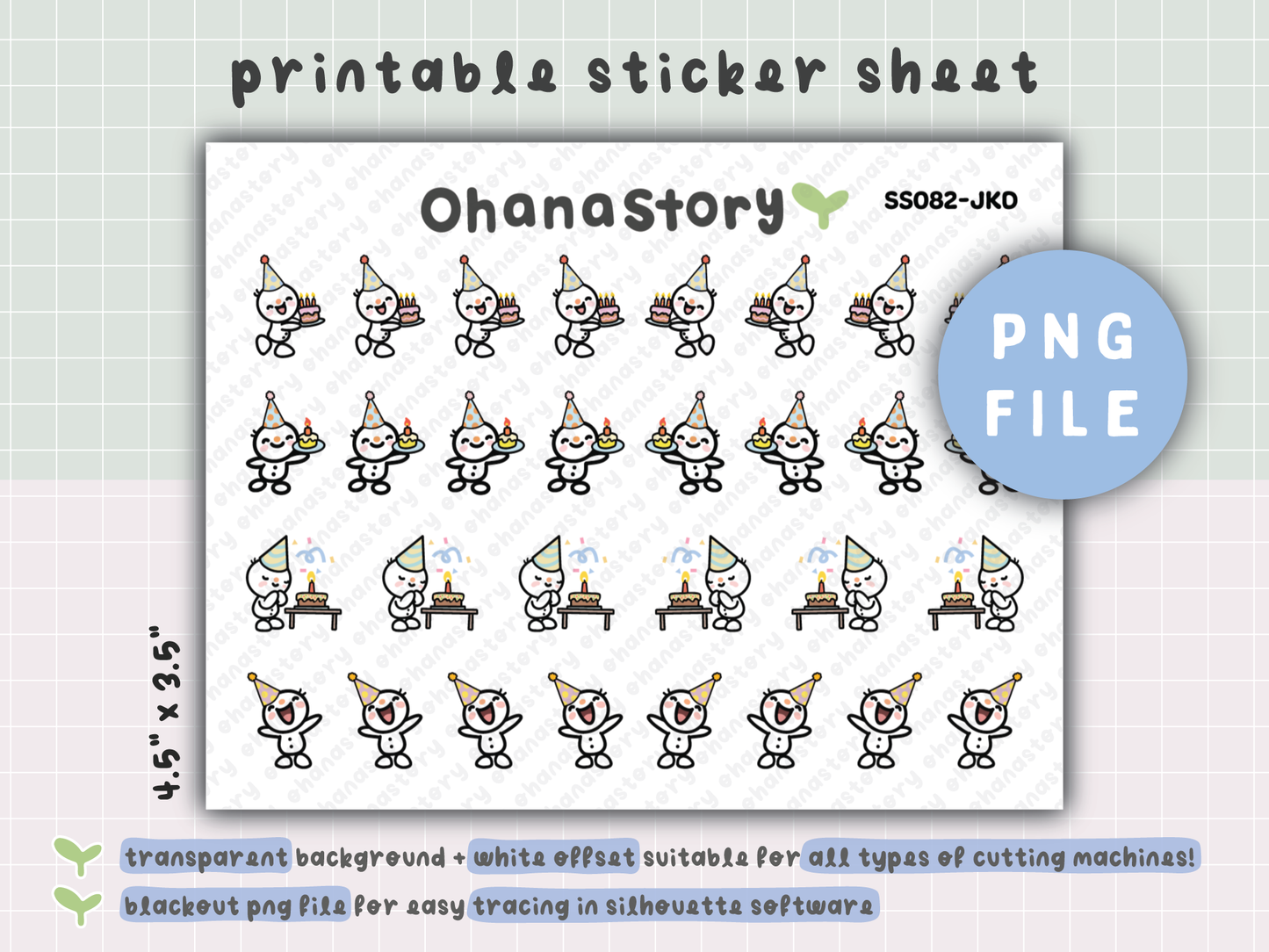 SS082 | Snomi's Birthday Celebration Small Deco Printable Stickers