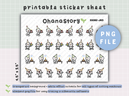 SS082 | Snomi's Birthday Celebration Small Deco Printable Stickers