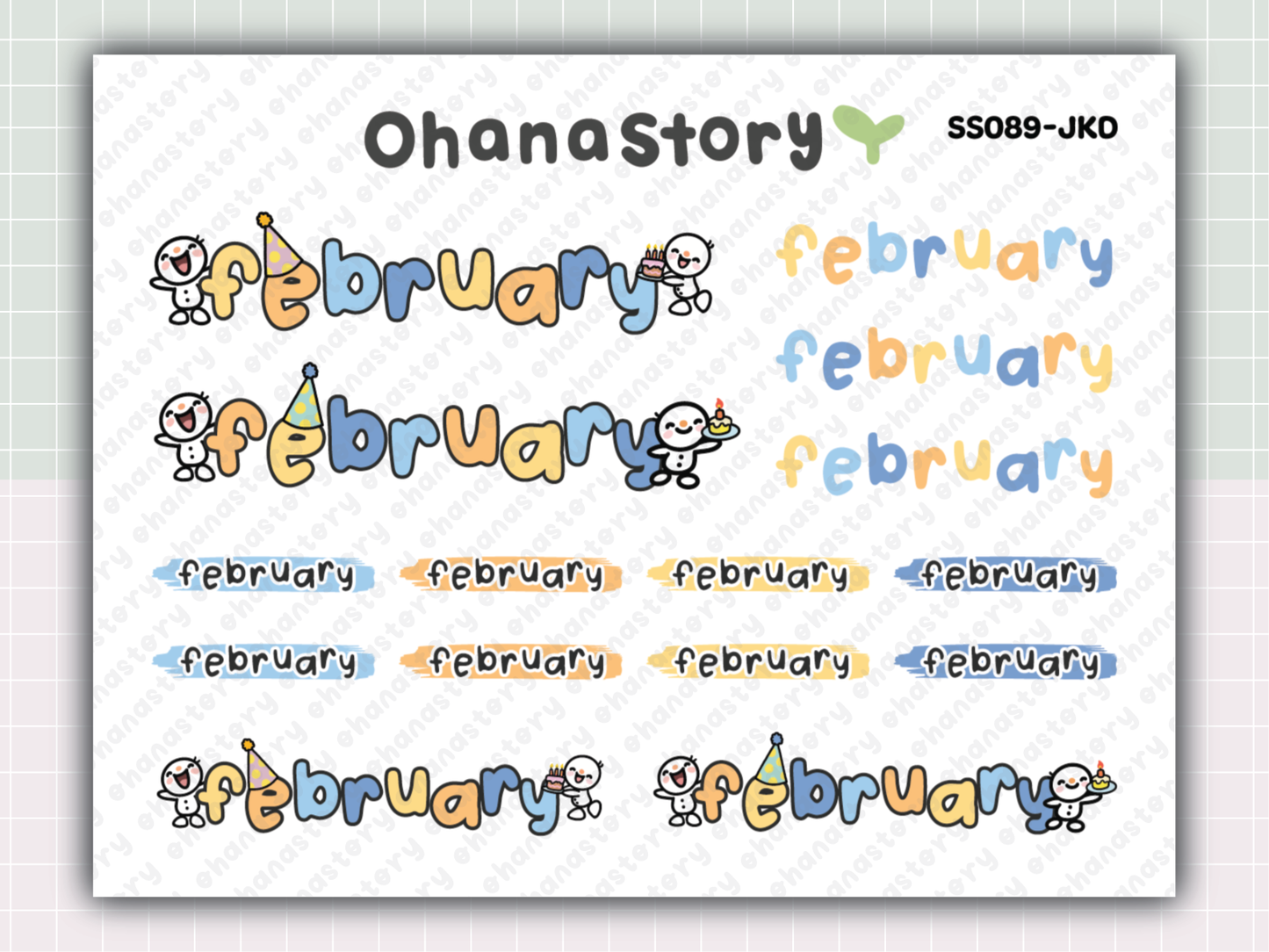 SS089 | Snomi's Birthday Celebration February Monthly Script Printable Stickers