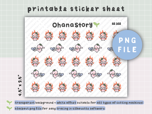 SS102 | Angry Buji Printable Icon Stickers