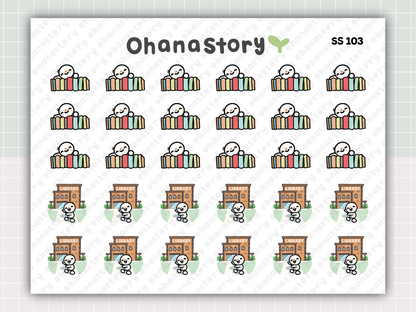 SS103 | Library and Books with Snomi Printable Icon Stickers