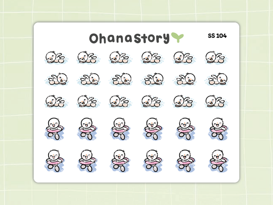 SS104 | Snomi Swimming Icon Stickers Sheet