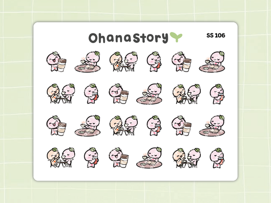 SS106 | Buji Enjoying Coffee Icon Stickers Sheet