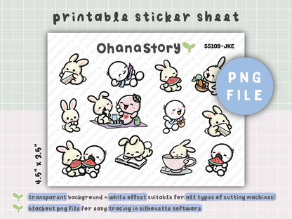 JKE | Bunny Picnic Single Sheet Stickers