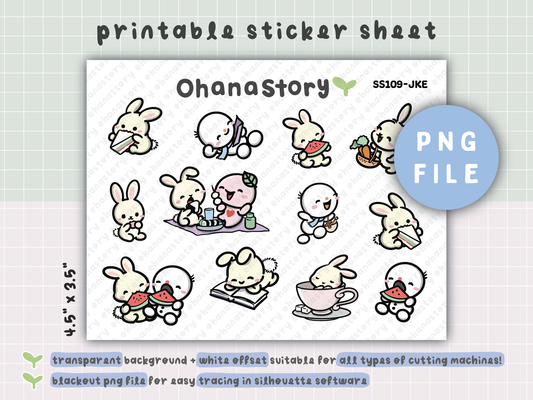 JKE | Bunny Picnic Single Sheet Stickers
