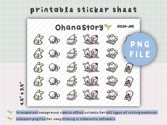 JKE | Bunny Picnic Single Sheet Stickers