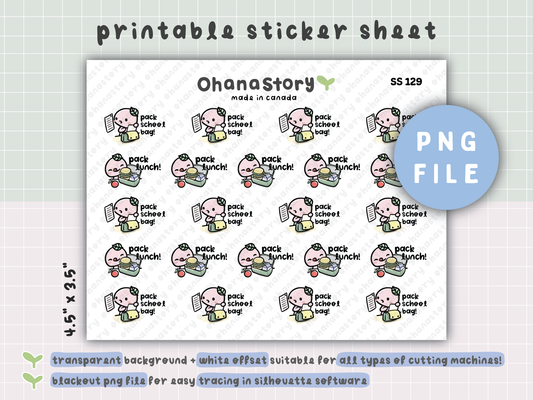 SS129 | Pack Lunch and School Bag Printable Icon Stickers