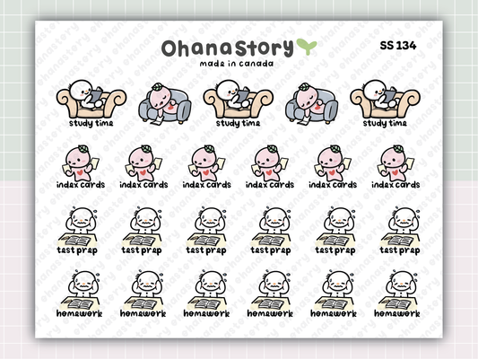 SS134 | Study, Test, Homework Printable Icon Stickers