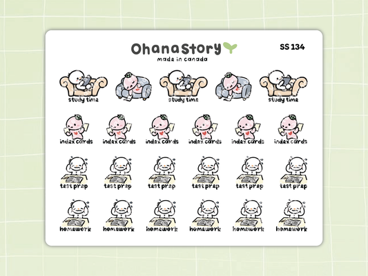 SS134 | Study Prep Homework Icon Stickers Sheet