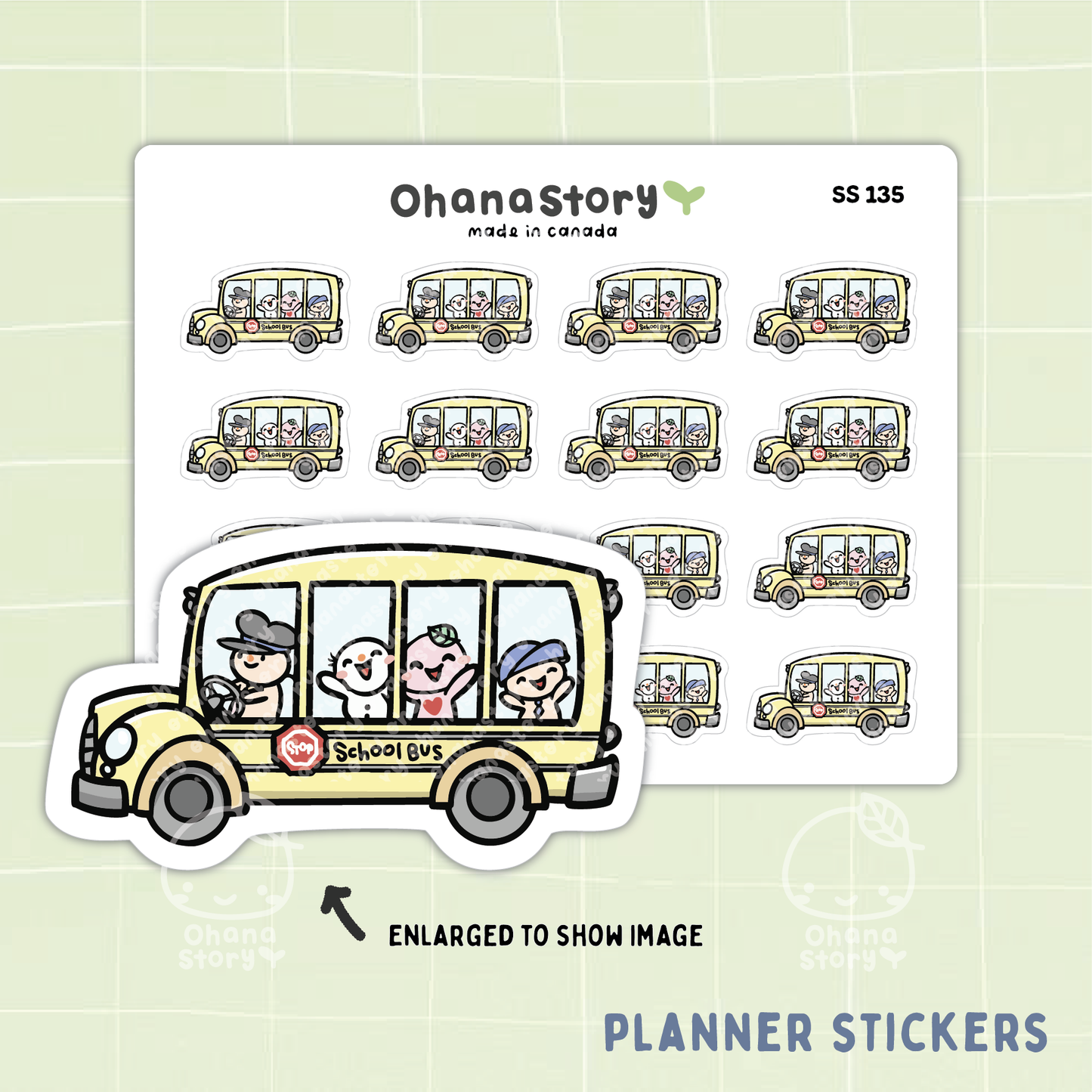 SS135 | School Bus Icon Stickers Sheet