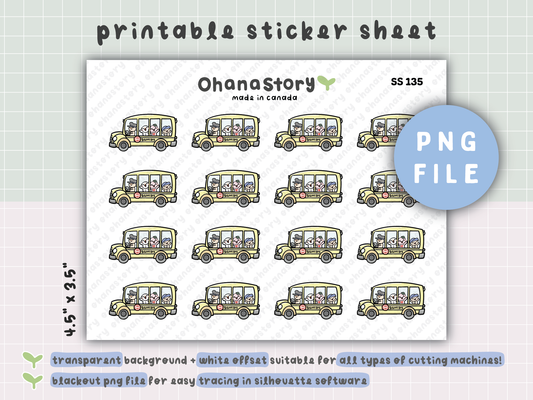 SS135 | School Bus Printable Icon Stickers