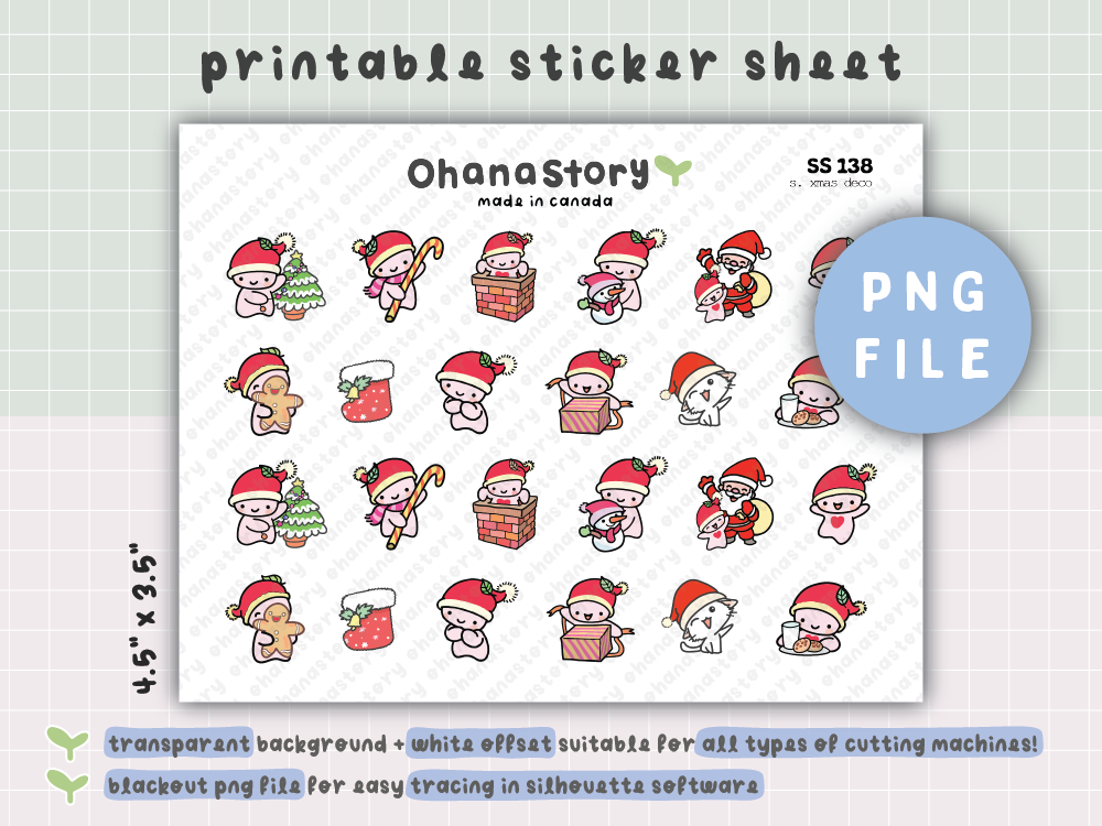 SS138 | Christmas Cheer Small Deco Printable Stickers