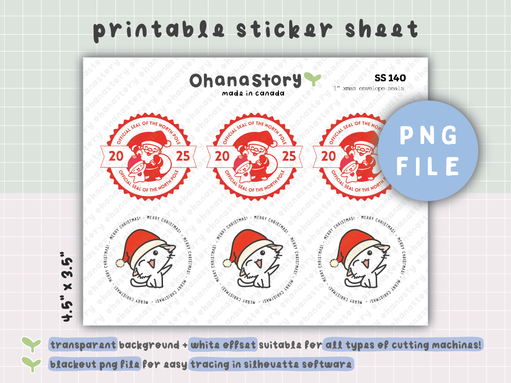SS140 | Christmas Envelope Seals V2 Printable Stickers