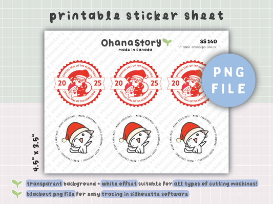 SS140 | Christmas Envelope Seals V2 Printable Stickers