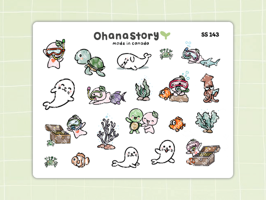 SS143 | Under the Sea V2 Icon Stickers Sheet