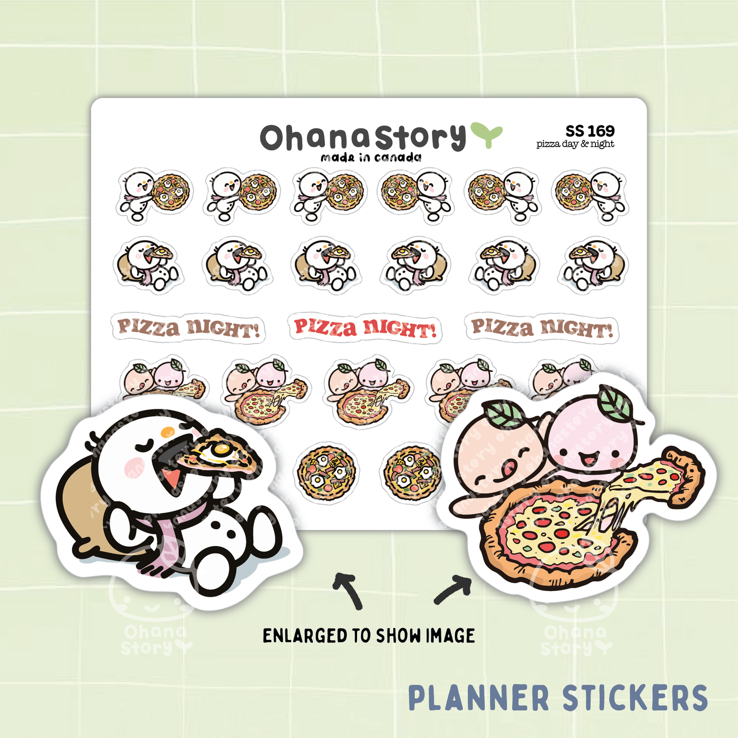 SS169 | Pizza Night & Day Icon Stickers Sheet